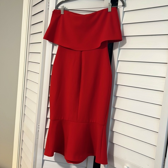 Likely “Conrad” red strapless midi size 4 - Picture 3 of 5